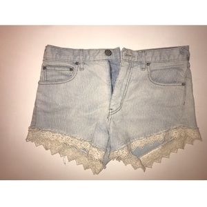 Pinstripe jean shorts